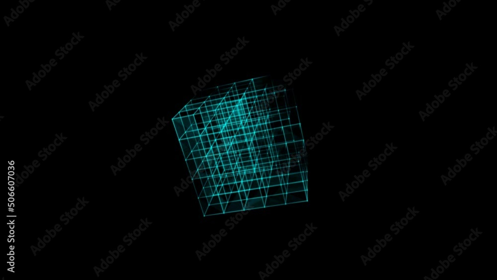 Aufkleber graphic neon animated symbol of squares, diamonds, point. maze icon. design randomly rotating rubik'