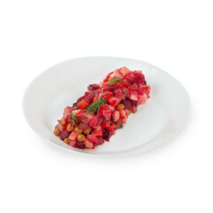 Fresh salad starter simple food on white plate isolated