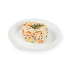 Fresh salad starter simple food on white plate isolated