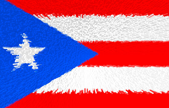 3d illustration of Puerto Rican flag. The flag of Commonwealth of Puerto Rico is white, blue and red.