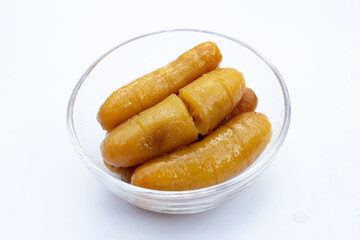 Banana in syrup. Sweet dessert