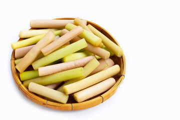 Lotus stems for cooking on white
