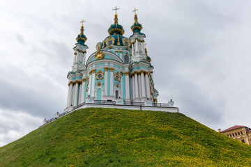 St. Andrew's Church of 18th century in springtime, Kyiv, Ukraine