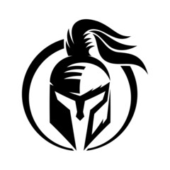 Round icon spartan helmet on white background. - 506609640