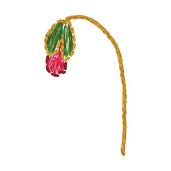 Ukrainian embroidery ornament. Poppy flower embroidered 