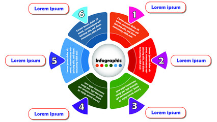 Vector Infographic  with 6 options or steps. Infographics for business concept. Can be used for presentations banner, workflow layout, process diagram, flow chart, info graph, Time Line. EPS 10 File.