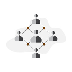 Social network icon vector illustration. Communication of many people from different places.