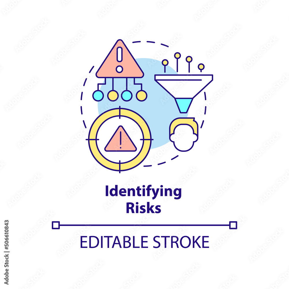 Poster identifying risks concept icon. risk management process abstract idea thin line illustration. recogn
