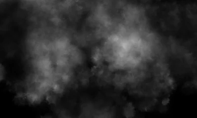 Fotobehang Rook rook overlay-effect. mist overlay-effect. sfeer overlay-effect. rook textuur overlays. Geïsoleerde zwarte achtergrond. Mistige mist effect. rook overlay. damp overlays. mist achtergrondstructuur. stoom.