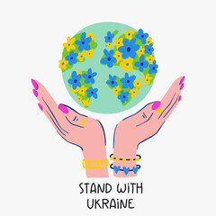 Stand with Ukraine concept vector illustration. Peace and Love. No war. Vector illustration.