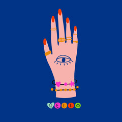 Hello lettering. Vector quote phrases illustration, trendy style. Handwritten modern lettering for cards, posters, t-shirts, etc.