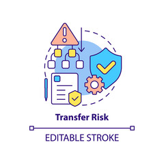 Transfer risk concept icon. Risk management step abstract idea thin line illustration. Shifting consequences. Isolated outline drawing. Editable stroke. Arial, Myriad Pro-Bold fonts used