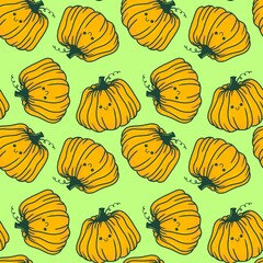 Halloween seamless cute pumpkins pattern for textiles and packaging and gifts and kids and wrapping paper