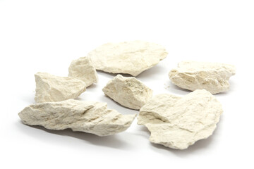 White clay pieces isolated in white background