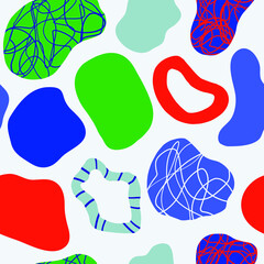 Seamless pattern with abstract pieces. Spring mood. Vector Hand drawn background for design and card, covers, package, wrapping paper.