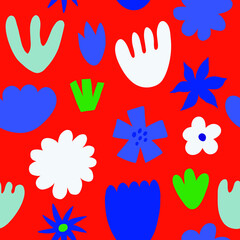 Fototapeta premium Seamless pattern with abstract pieces. Spring mood. Vector Hand drawn background for design and card, covers, package, wrapping paper.