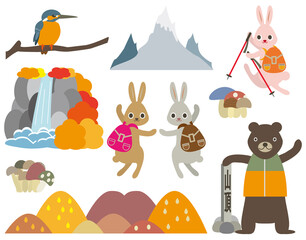 動物のいる秋風景