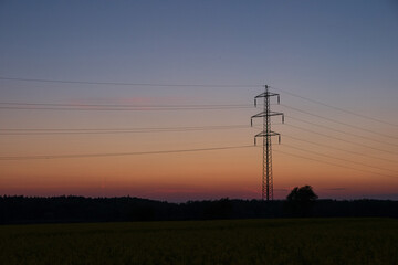 Fototapeta premium power lines in sunset