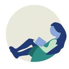 Girl sitting reading a book and are in relaxing state of mind. 