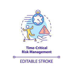 Time-critical risk management concept icon. Prioritizing hazards abstract idea thin line illustration. Measurable impact. Isolated outline drawing. Editable stroke. Arial, Myriad Pro-Bold fonts used