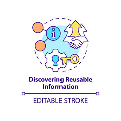 Discovering reusable information concept icon. Risk management advantage abstract idea thin line illustration. Isolated outline drawing. Editable stroke. Arial, Myriad Pro-Bold fonts used