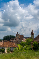 Fototapeta na wymiar vertical view of the picturesque historic village of Carennac in the Dordogne Valley