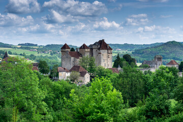 Fototapeta na wymiar the picturesque Plas Chateau in the historic Frenmch village of Curemonte in the Dordogne Valley