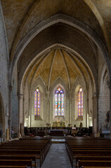 Fototapeta na wymiar interior view of the Saint Dominique Church in Monpazier