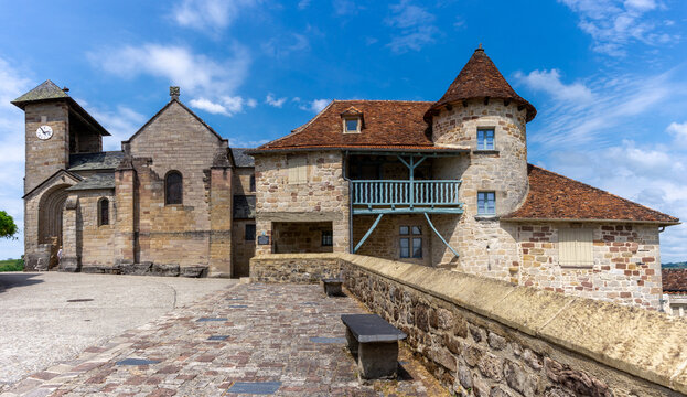 historic houses in the village center of Curemonte in the Perigord region of France