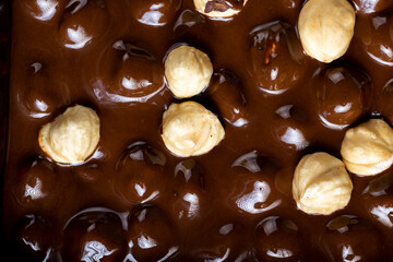 real milk chocolate while cooking with hazelnuts