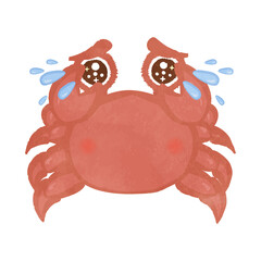 Illustration of a cute crying crab

