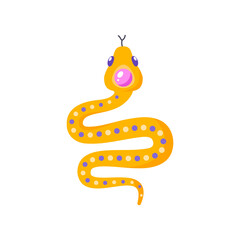 Magic snake icon. Cartoon illustration of a golden snake with a gem on its head isolated on a white background. Vector 10 EPS.
