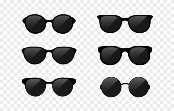 Set of vector glasses png. Sunglasses on an isolated transparent background. Glasses frame, glasses silhouette PNG.