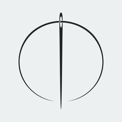 Needle graphic icon. Sign sewing needle with thread isolated on white background. Hand sewing symbol. Vector illustration