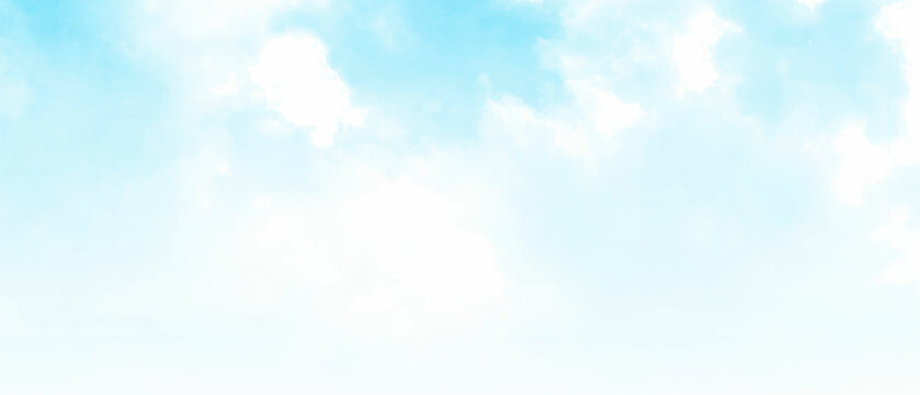 Light Pale Blue Gradient Sky Background, Blurred Delicate Clouds. Toned Photo