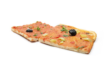 two Algerian square pizza on white background