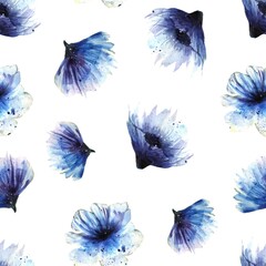 Fototapeta na wymiar vector seamless pattern with blue flower