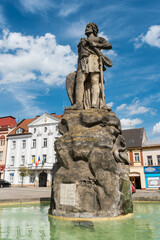 Fototapeta na wymiar Old baroque square in Dvur Kralove nad Labem, Czechia in sunny day