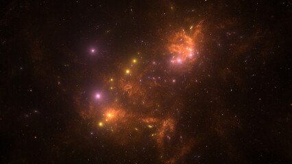 Cosmic background of stars and galaxies. A dark infinite universe with shining stars and constellations. Stellar space. Stardust nebulae. 3d render