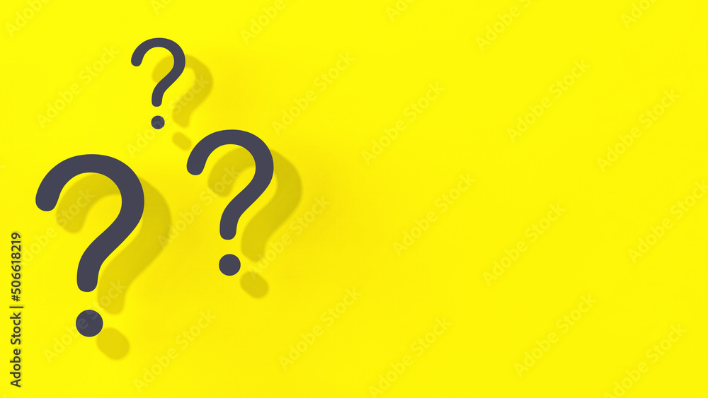 Fototapete question marks with shadow on yellow background.technical support. answers to questions. banner for 