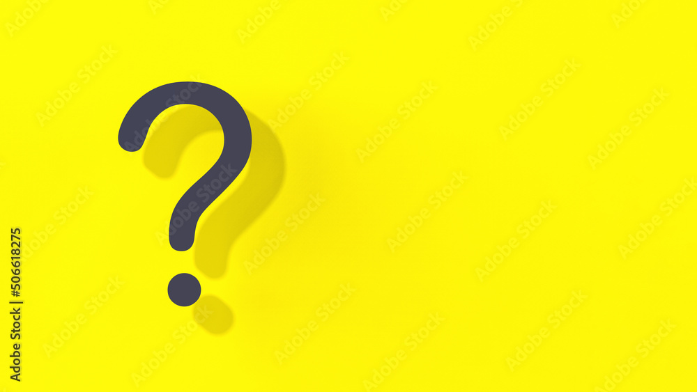 Fototapete question mark with shadow on yellow background. technical support. answers to questions. banner for 