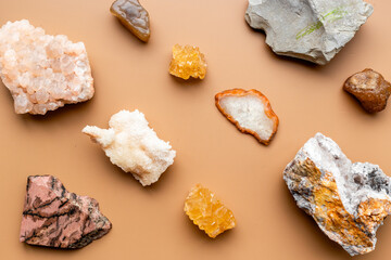 Crystal mineral stones texture - set of shiny gemstone