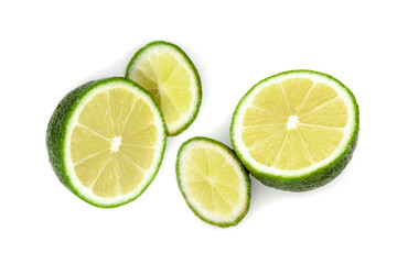 Fototapeta na wymiar sliced lime fruit isolated on white background