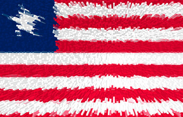 3d illustration of Liberia flag. The flag of Republic of Liberia it's similar to that of the United States but with only one star.
