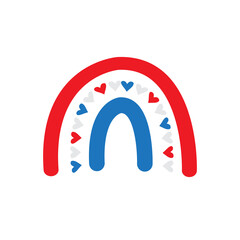 Vector hand drawn doodle sketch usa American flag rainbow isolated on white background