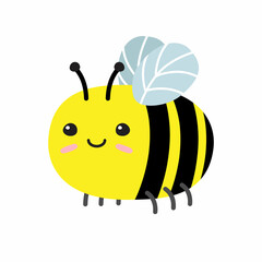 Obraz premium Vector hand drawn flat bumblebee bee isolated on white background