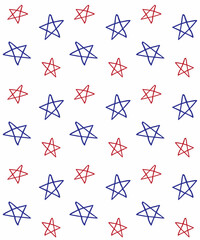 Vector seamless pattern of hand drawn sketch doodle American USA flag stars isolated on white background
