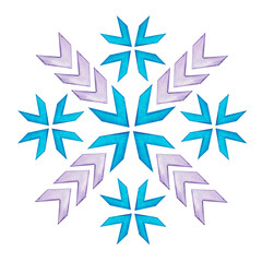 Cute watercolor snowflake hand-drawn. Christmas. New Year