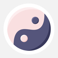 Isolated Yin Yang Sticker Or Icon In Flat Design.
