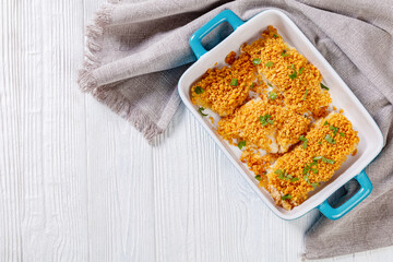 Baked Haddock with Crackers toppings, top view